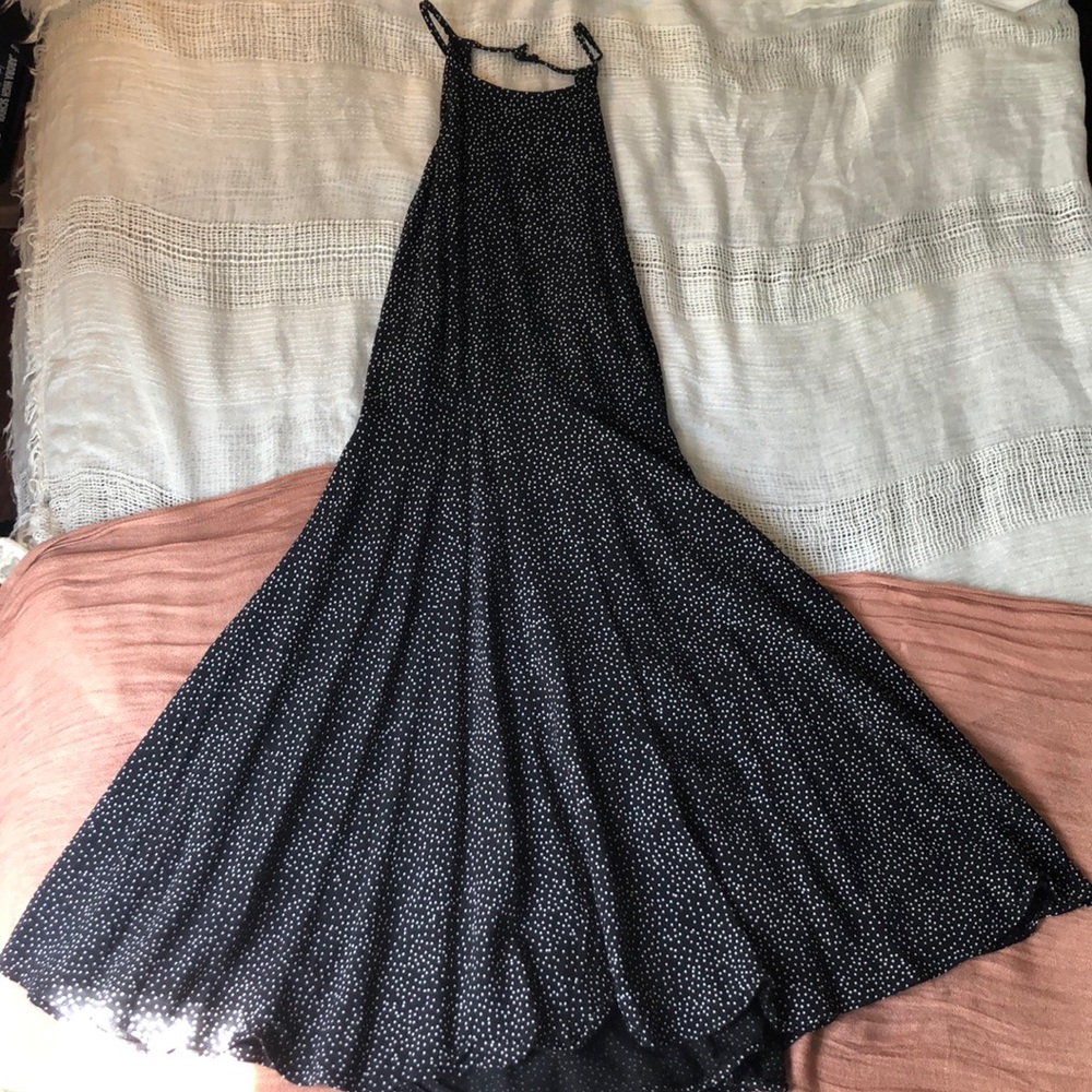 mini black dress with pocka-dots